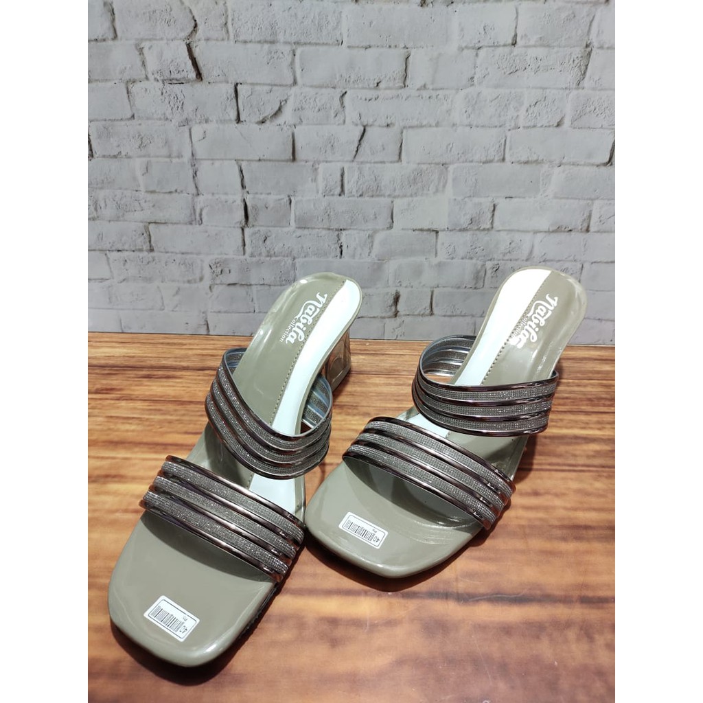 sandal wegdes sol hak kaca geliter Hk 01 new