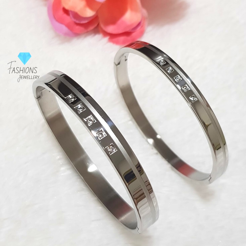 Gelang tangan polos titanium silver