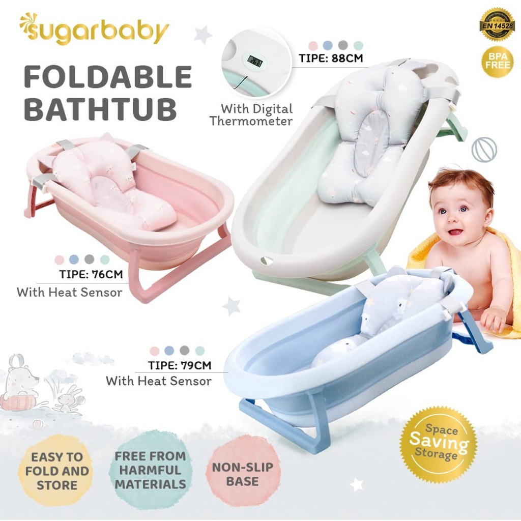 Sugar Baby Foldable Bathtub #F76 (With Heat Sensor)