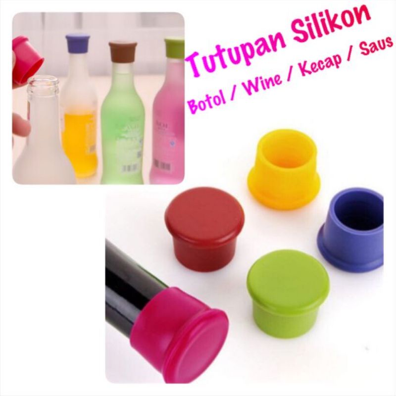 Tutup Botol silicone warna / Tutup Botol Silikon Warna-Warni Polos (BIR)