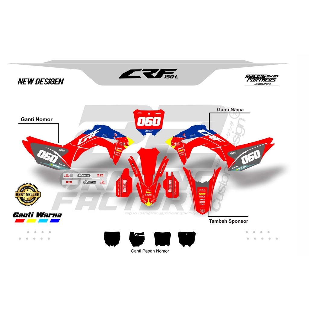 DECAL STIKER CRF MERAH FULLBODY CUSTOM