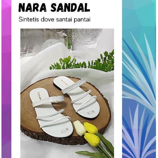 Bryan Nara Sandal Flat Simple 3 Tali Korean Style Santai Pantai Teplek Dove Jumbo Oversize Bigsize