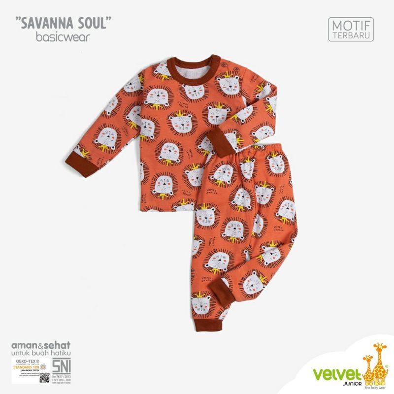 Setelan Panjang Piyama Anak Bayi Velvet Junior Savanna Soul