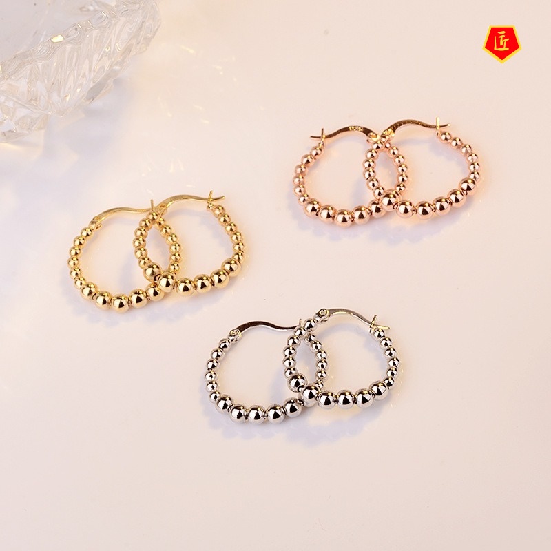 [Ready Stock]Creative 925 Silver Glossy Beads Earrings