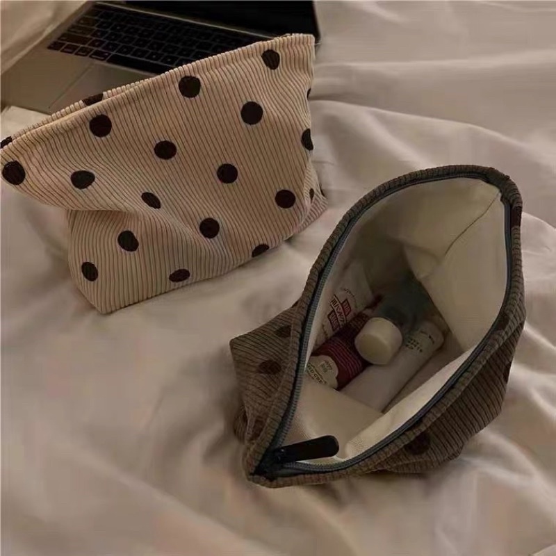pouch polkadot tas kosmetik make up travel bag serbaguna multifungsi clutch dompet besar aksesoris fashion wanita dewasa korea PO06
