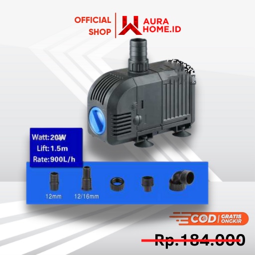Pompa Air Aquarium Submersible Pump Fish Tank 20W / Pompa Gelembung Udara Air Aquarium Akuarium Aera