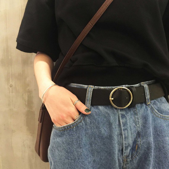 MARKAS BELT Sabuk Ikat Pinggang Tali Hitam Gesper Bahan Pu Unisex