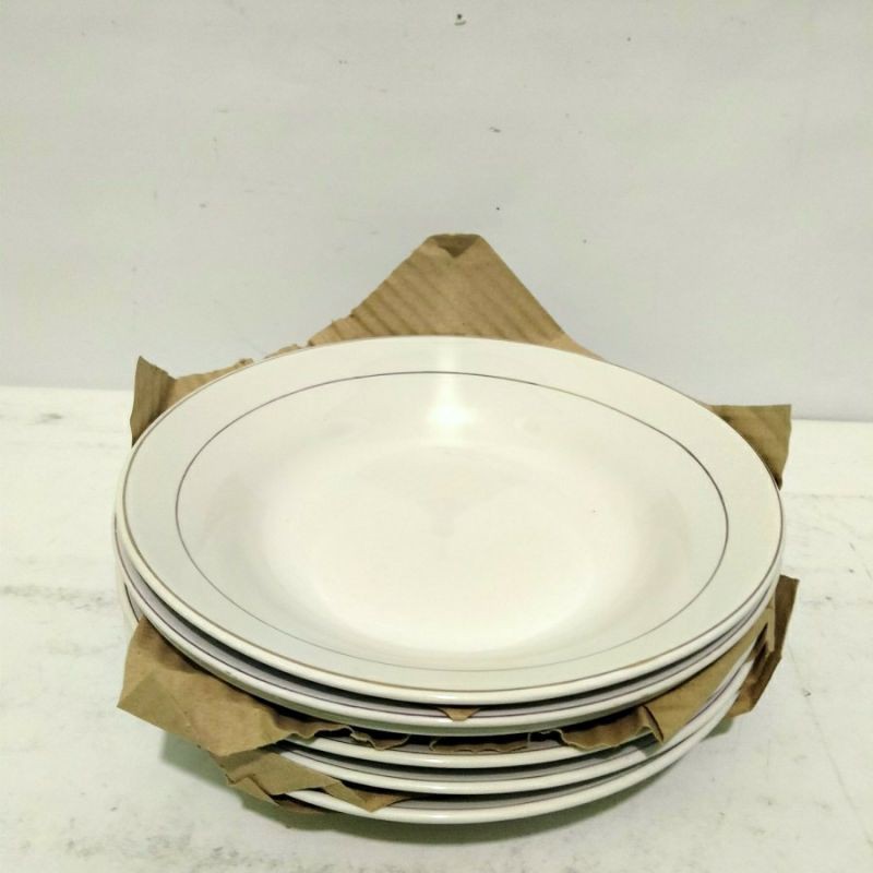 Piring Keramik Porselen Lis Emas 9" Sunbird/JM