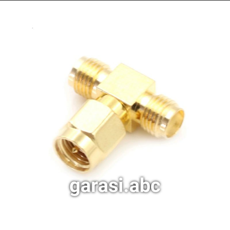 Adapter T SMA Male to Double SMA Female Antena Modem Dual Adaptor 1 to 2 Huawei IndiHome Biznet Wifi Internet Cabang Pemancar