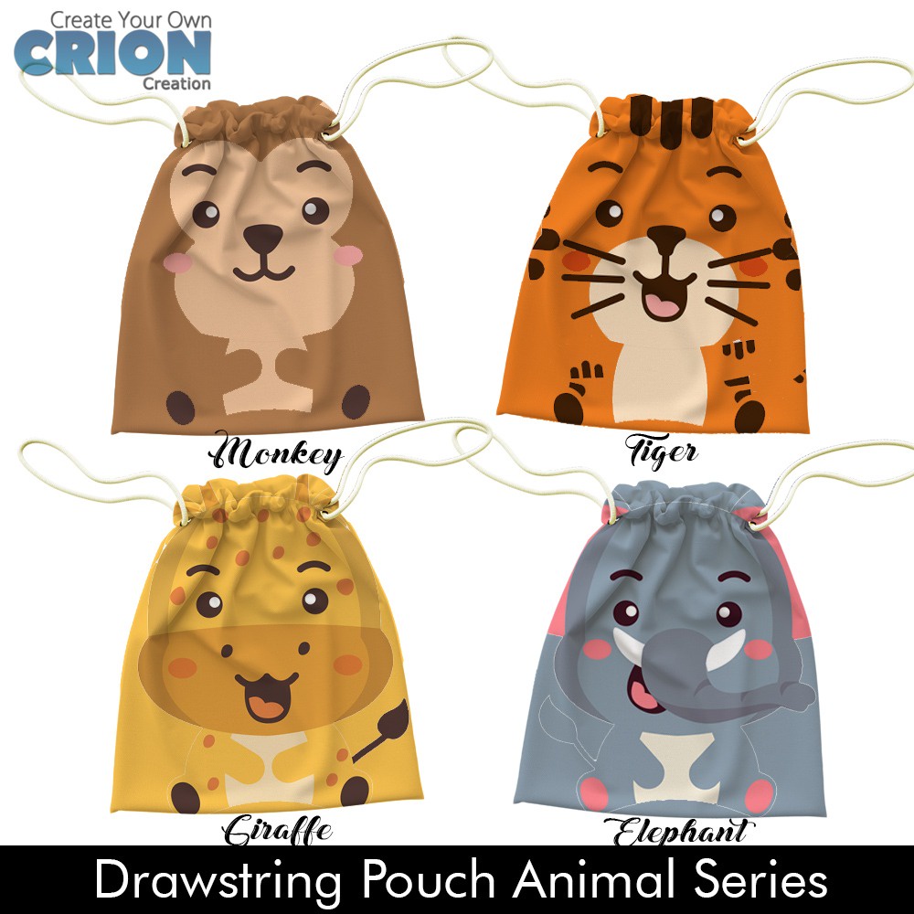 Pouch serut / drawstring cute animal Series  by crion