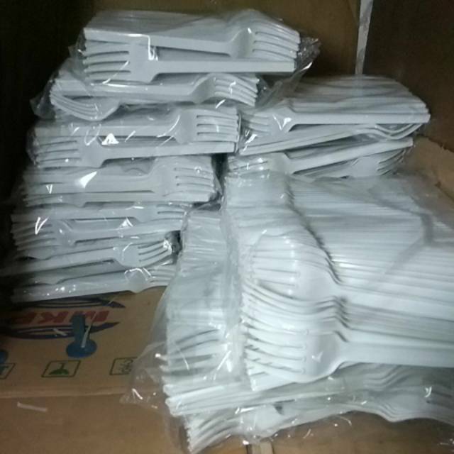 PALING BAIK!!! Garpu Luxor Putih 100 pcs/Garpu Makan/Garpu Plastik/Garpu Makan Plastik