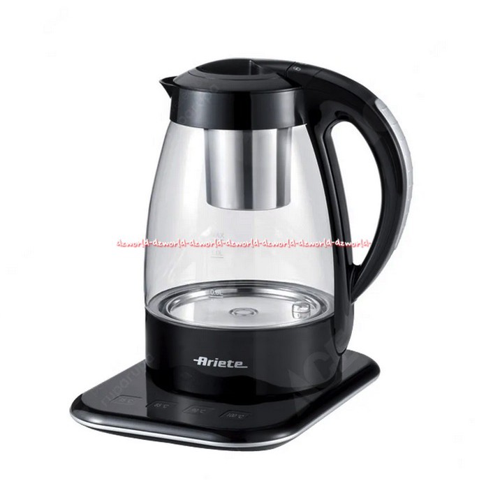 Ariete Tea Electric Kettle Teko Cerek Teh Listrik dengan Saringan 1L Hitam Kaca Ariette