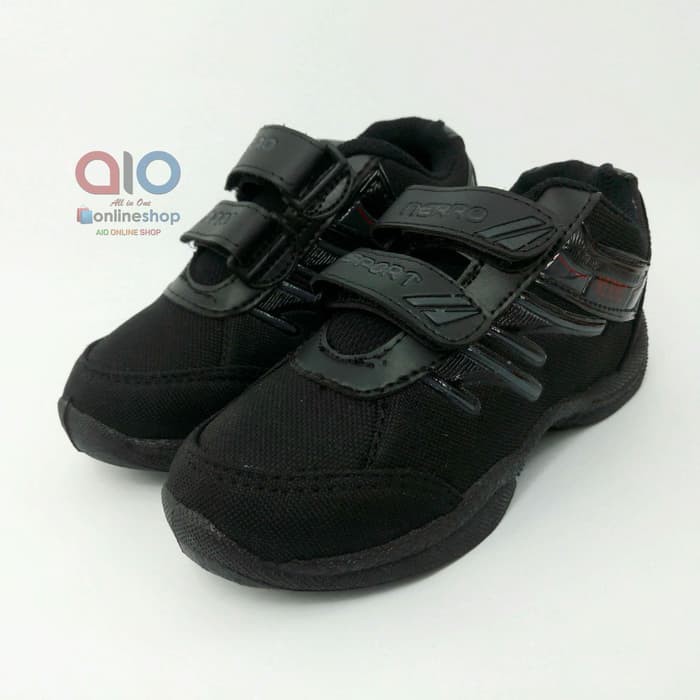 Sepatu Nerro Kanvas 31 33 Rekat Sekolah Anak Paud Tk Sd Cowok Cewek Hitam Shopee Indonesia