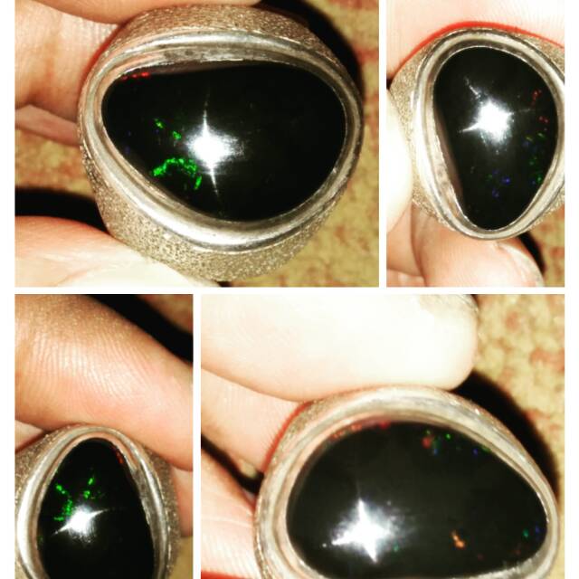 KALIMAYA BLACK OPAL BANTEN "SOLID" RING PERAK
