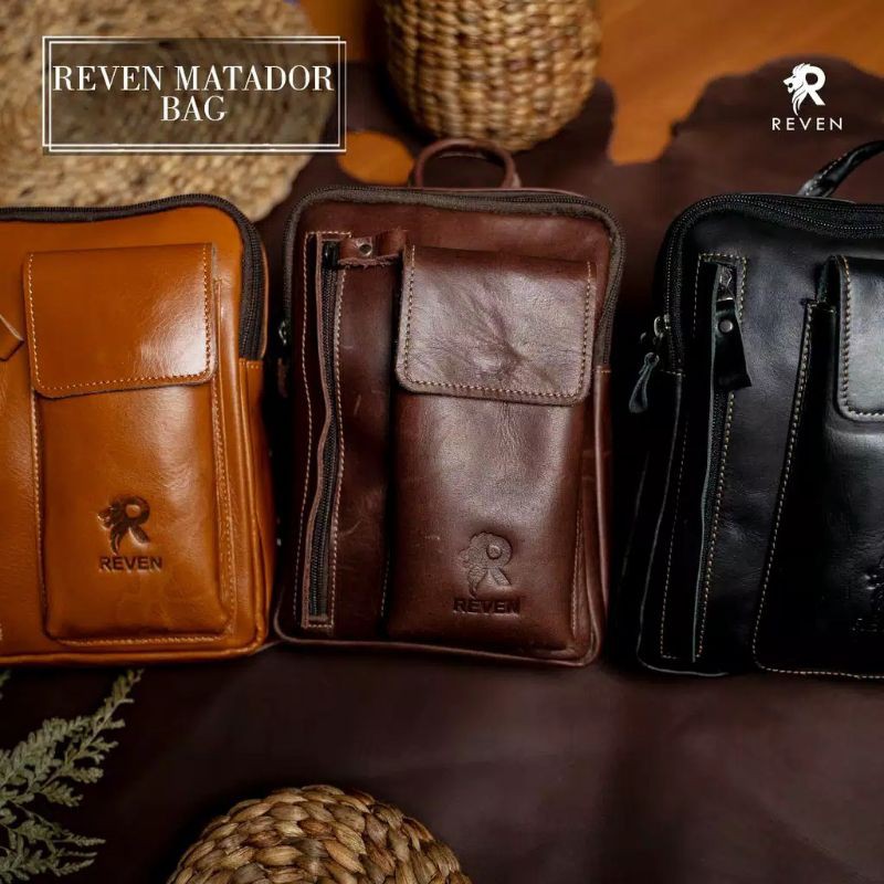 REVEN MATADOR WAISTBAG PRIA KULIT ASLI / TAS SELEMPANG PRIA KULIT ASLI