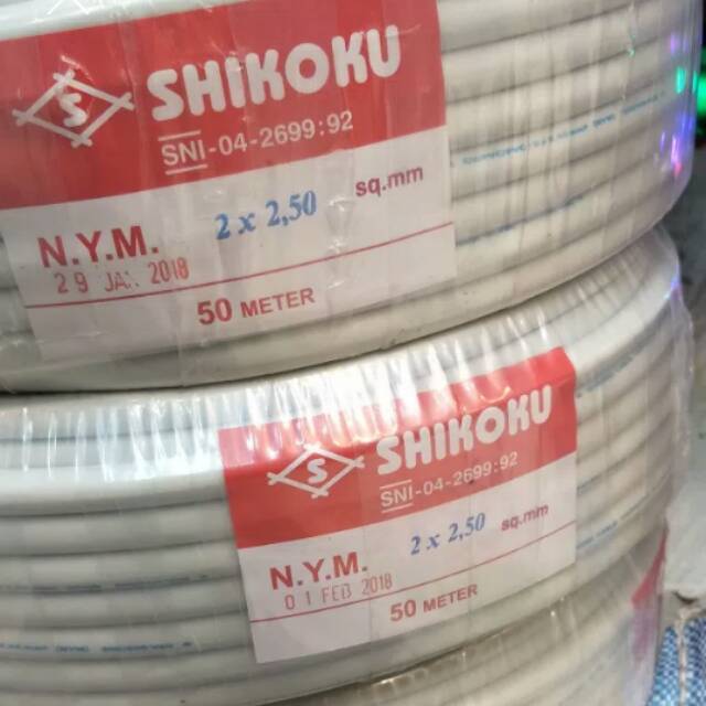 Kabel shikoku 2x2.5 / kabel tunggal isi 2 / kabel listrik NYM