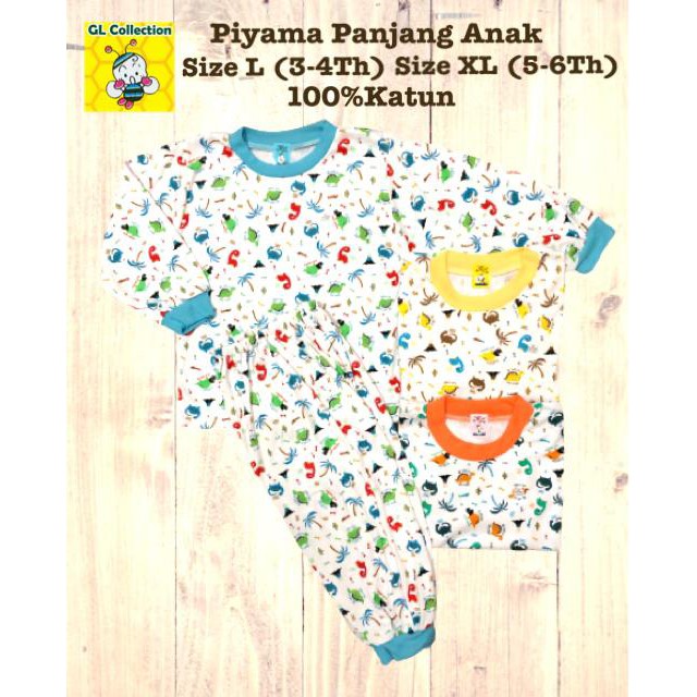 OBRAL!PIYAMA PANJANG OBLONG ANAK SIZE L (3-4TH) XL (5-6TH) MOTIF DINO 100%KATUN