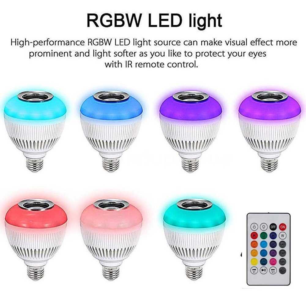 Bohlam LED RGB E27 12W with Bluetooth Speaker 2 in 1 / Lampu Speaker Multi Warna Suara Jernih Super Bass Dengan Remote Control / Bohlam Led Lampu Disko Hias Kamar Warna Warni / Lampu Speaker LED Tiktok Bisa Ganti Warna / Bohkam Lampu Rgb Murah Original