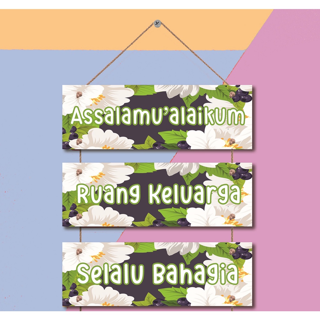 #52 Custom NamaGantungan 3 susun - Hiasan Dinding Poster Kayu Gantung Susun 3 Tali Rami Custom Nama Tulisan Banyak Pilihan 1030