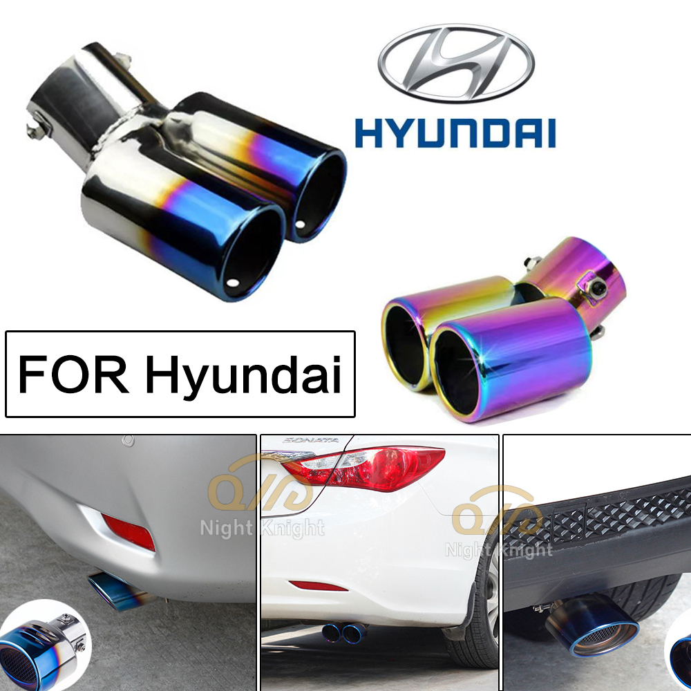 Ujung Knalpot Mobil Muffler Pipa Stainless Steel Chrome Trim Modifikasi Pipa Ekor Knalpot Pipa knalpot roda belakang mobil For Hyundai logo Ioniq hybrid Elantra Tucson Reina Santa fe Kona Accent