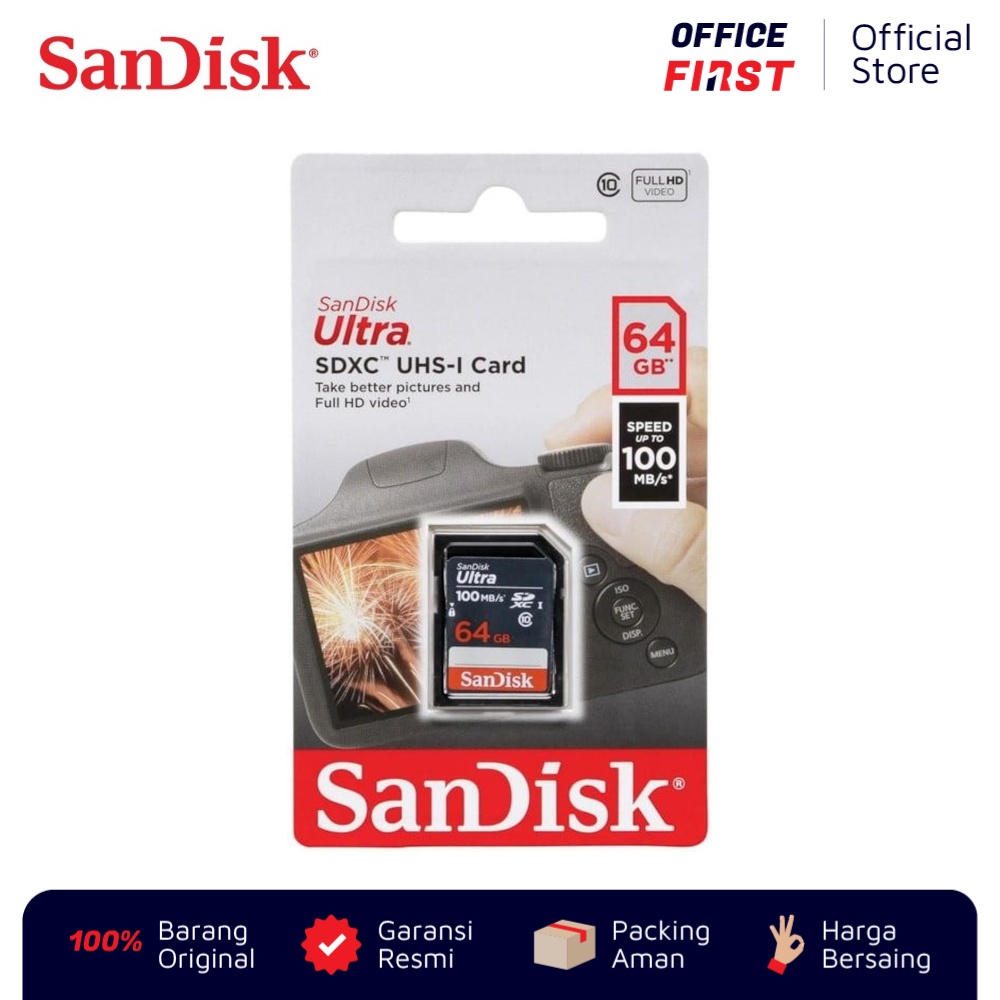 SanDisk Ultra SDXC UHS-I 100 MBps 64 128 GB / Memory Card Kartu SD