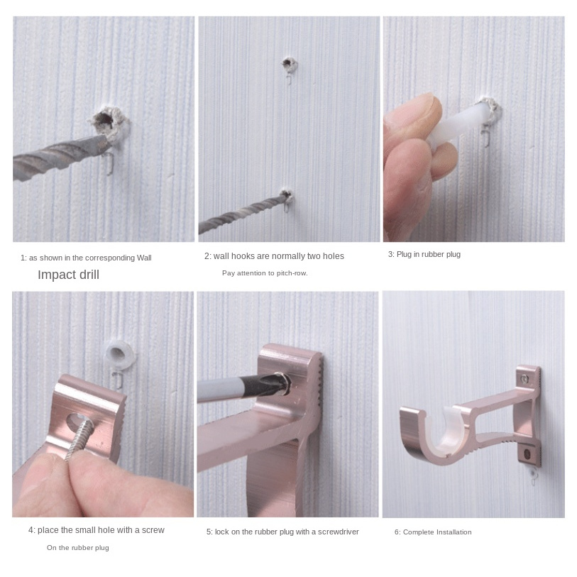 Aluminum Alloy Curtain Rod Brackets / Drapery Window Rod Holder Easy Install DIY Hook / Home Decor Accessories