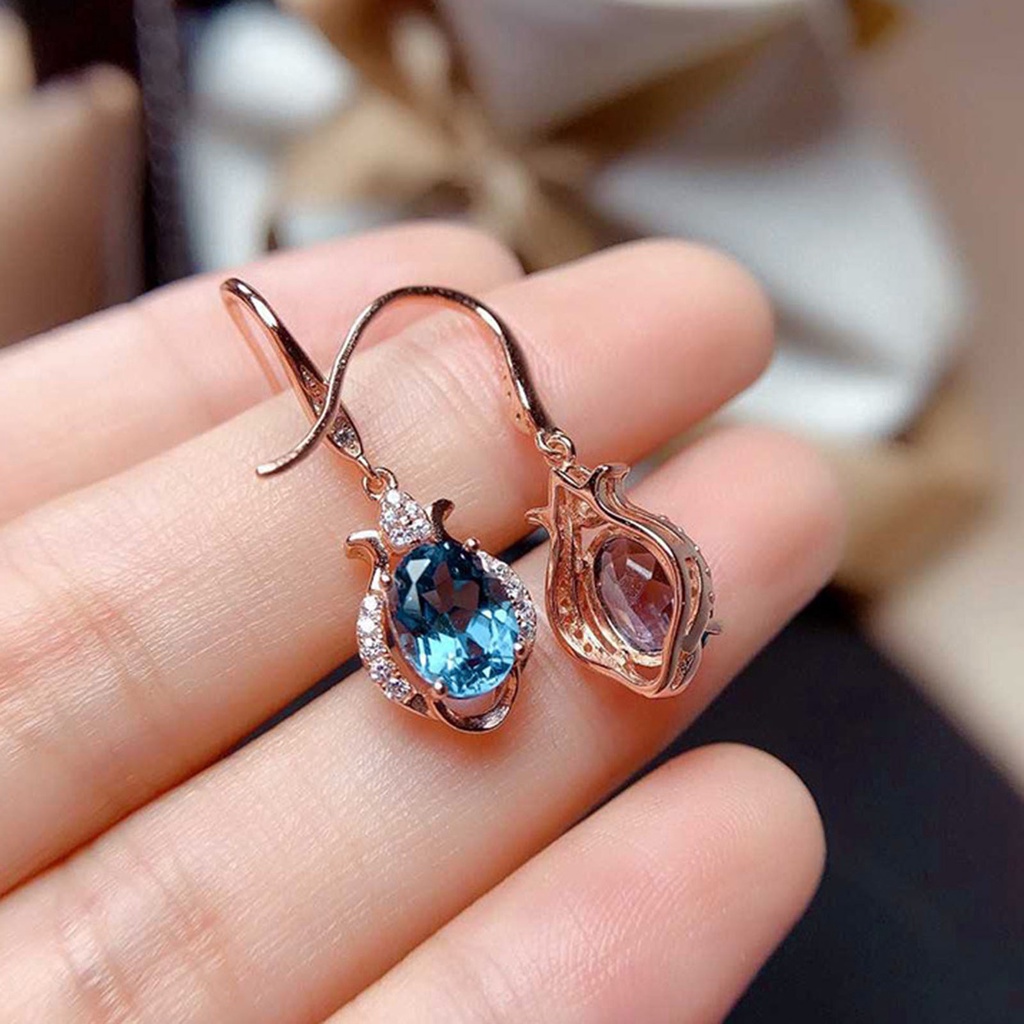 Hu Hu Hu Hu Hu Alat Bantu Pasang Kacamata♡ 1 Pasang Anting Kait Gantung Wanita Hias Topazberlian Imitasi Tahan Lama Untuk Pernikahan