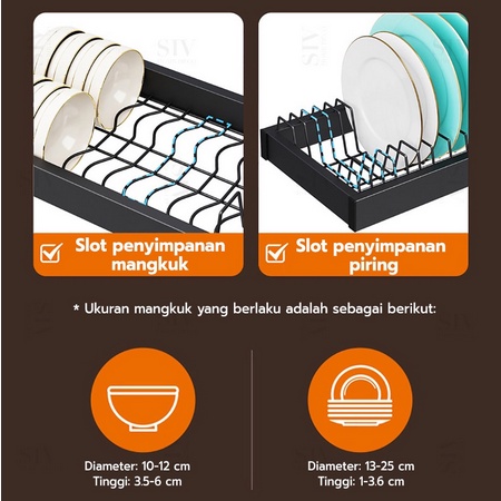 Rak Piring Stainless Rak Piring Wastafel Peralatan Dapur Panjang 65 Cm