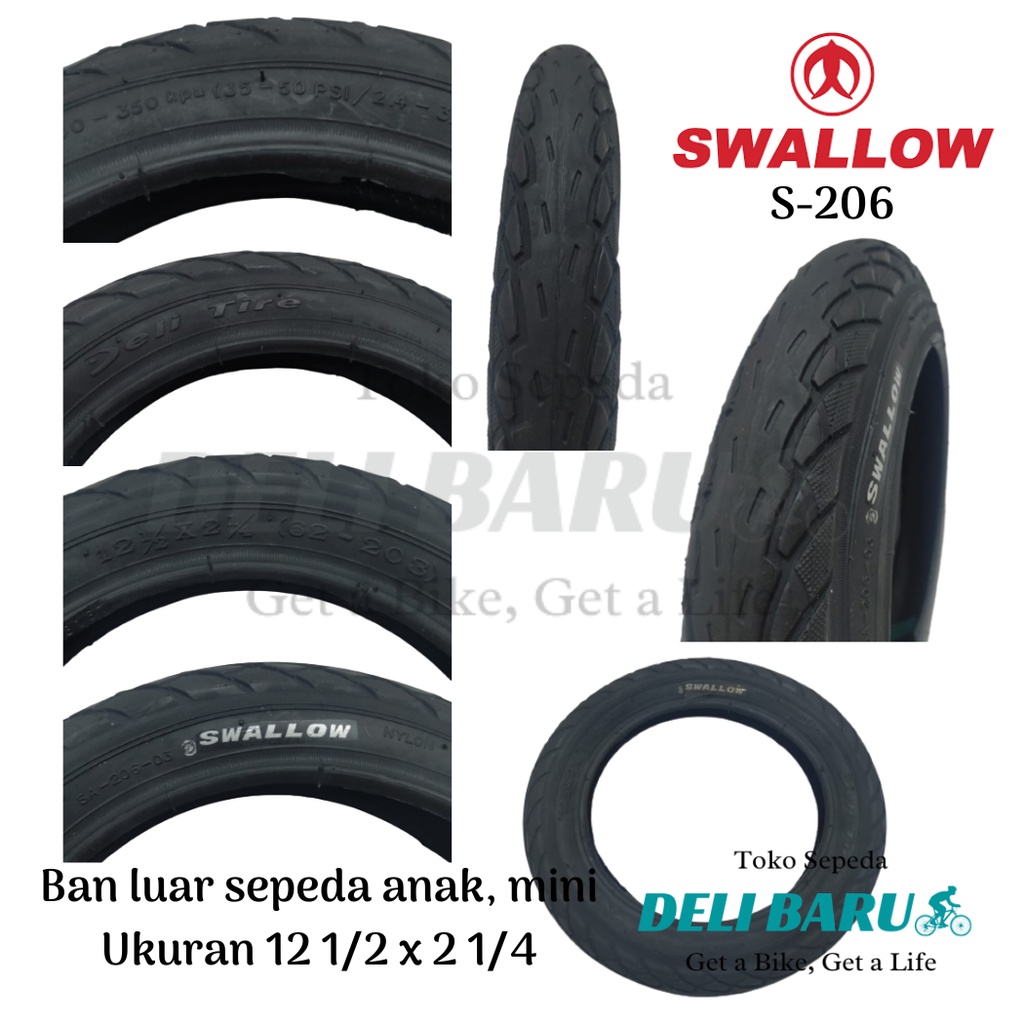 Swallow Ban luar 12 x 2 1/4 hitam sepeda anak