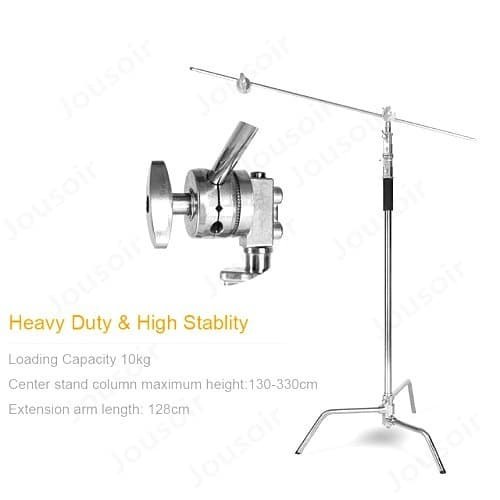 TaffSTUDIO C Light Stand Tripod Studio Lighting Photograpy 130 cm with Extension Arm - CD-50 - Silver