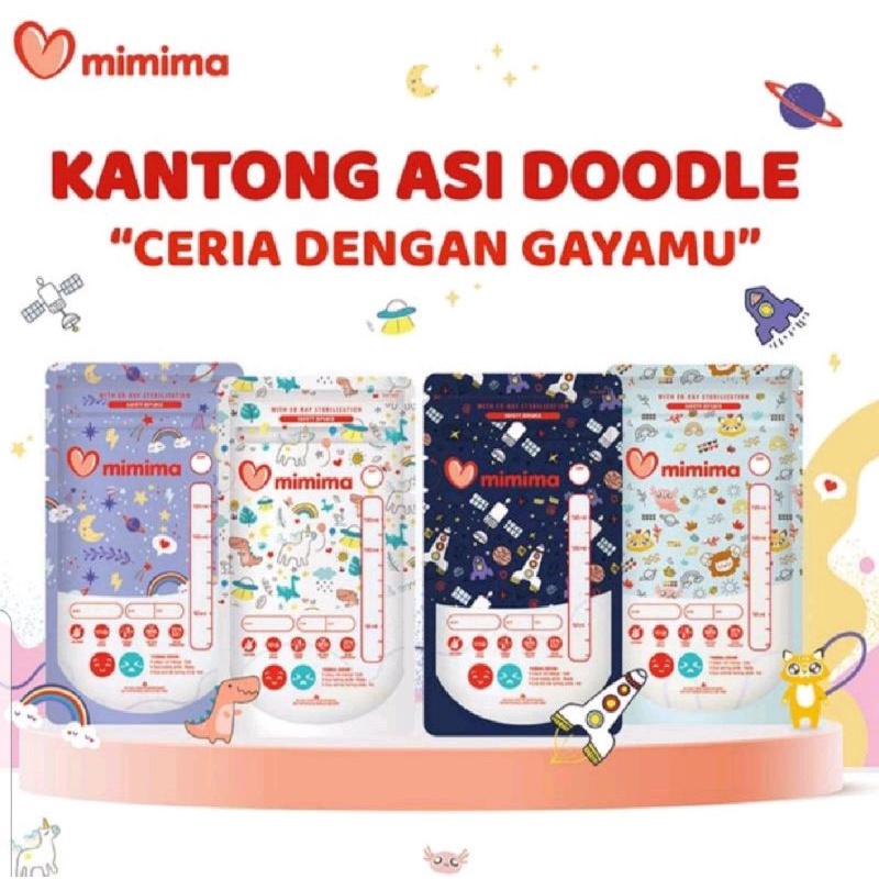 Kantong Asi MIMIMA Doodle 120ml isi 30pcs