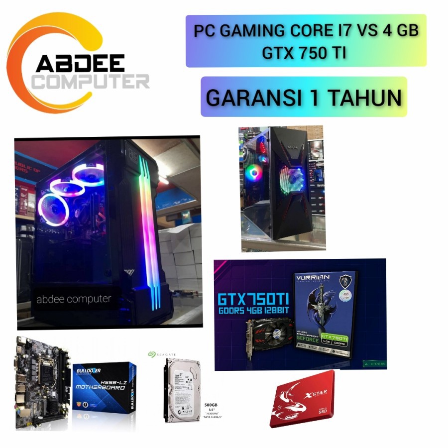 PC GAMING CORE I7 RAM 16 GB SSD 120 GB VGA 4 GB GTX 750 TI DDR5 KEYBOARD MOUSE RGB