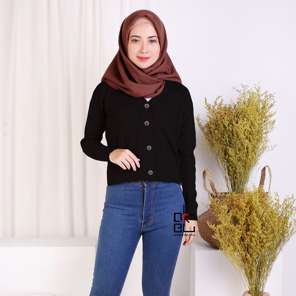 Okechuku CROP CARDIGAN Wanita Cardigan Rajut Outer Rajut Okechuku CROP CARDIGAN Wanita Cardigan Rajut Outer Rajut