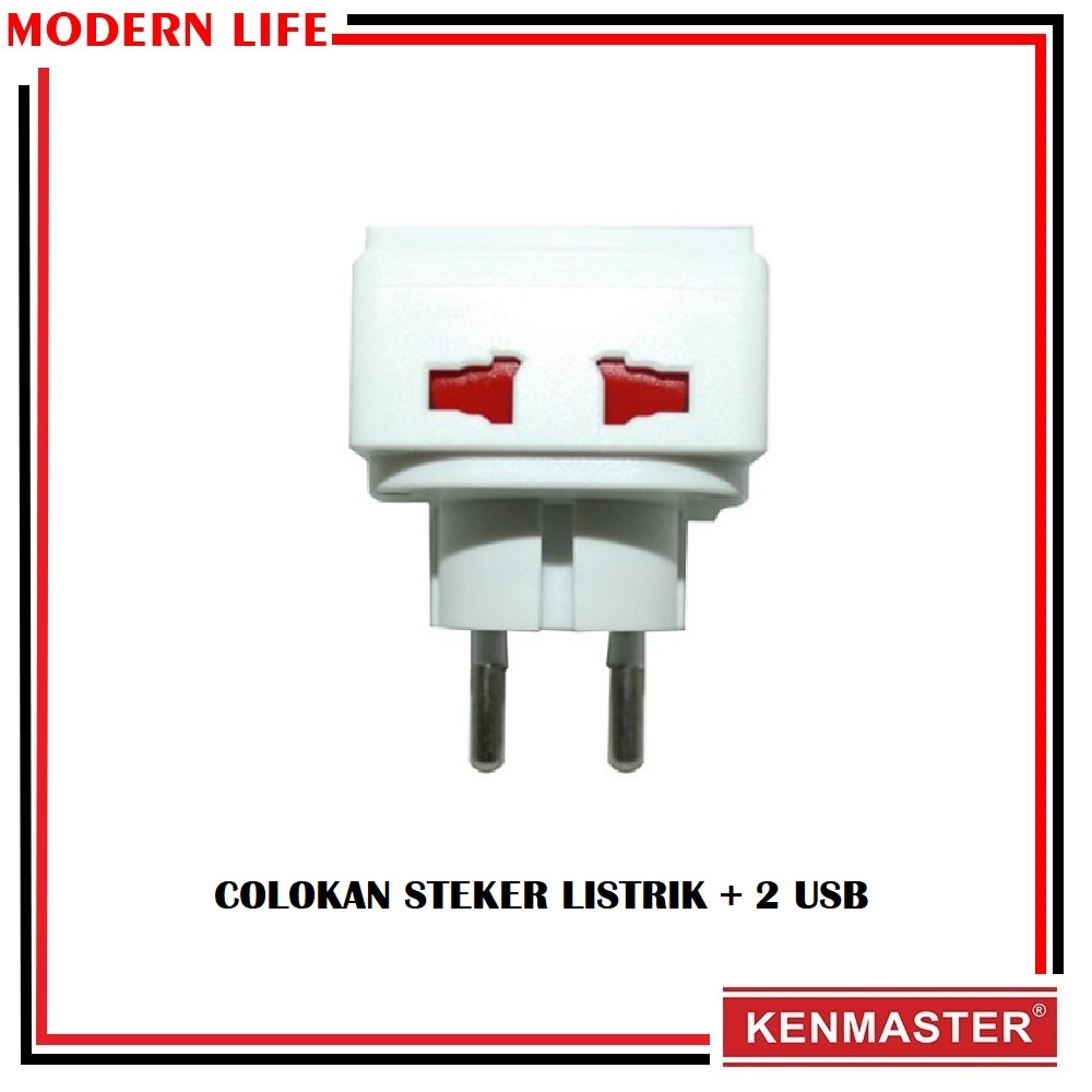 Kenmaster Steker Colokan Listrik 2 USB Plug Adaptor Stop Kontak S0203