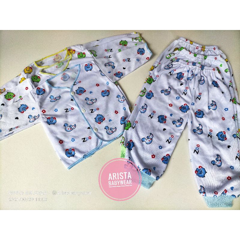 PAKET 18PCS/9STEL BAJU+CELANA BAYI PUTIH, MOTIF BEBEK