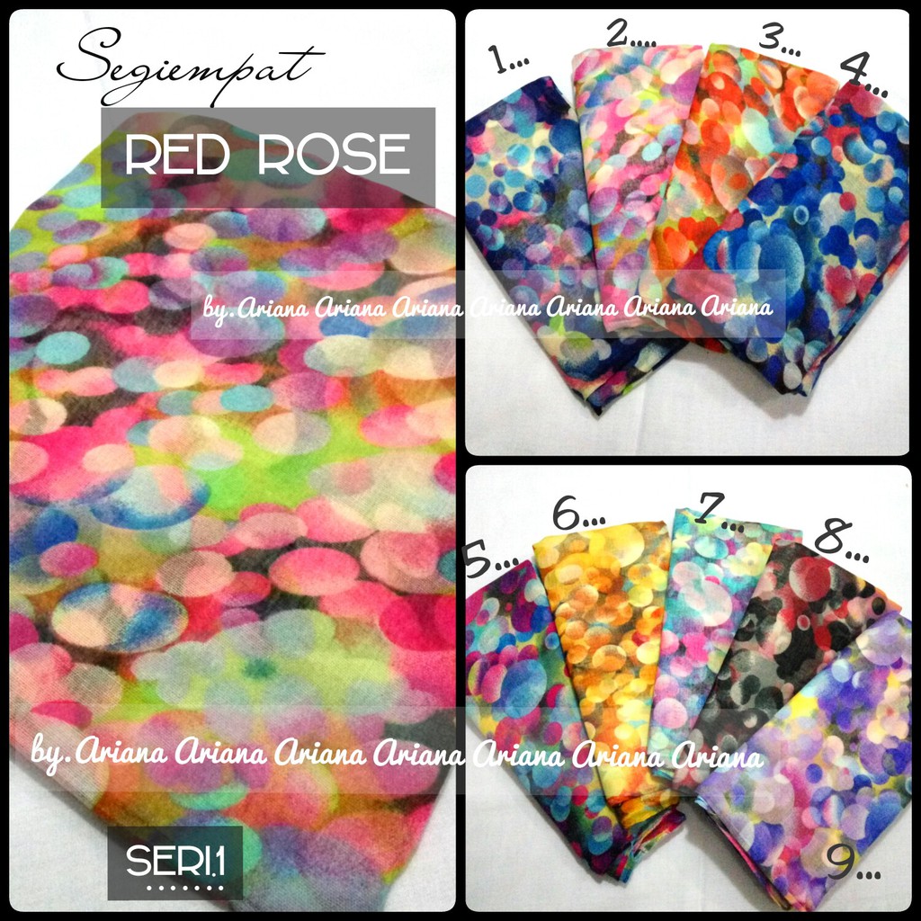 Jilbab Segi Empat Red Rose Seri 1 / Jilbab Segi4 Red Rose
