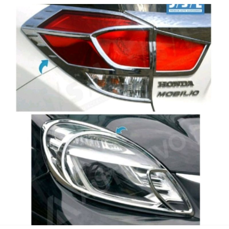 Paket Garnish Lampu Depan,Belakang Chrome Mobilio 2014-2016