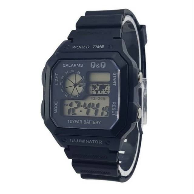 JAM TANGAN SEGI EMPAT DIGITAL WATER PROFF BISA BUAT RENANG SIMPLE JAM TANGAN SPORT PRIA TAHAN AIR RUBBER FULL HITAM