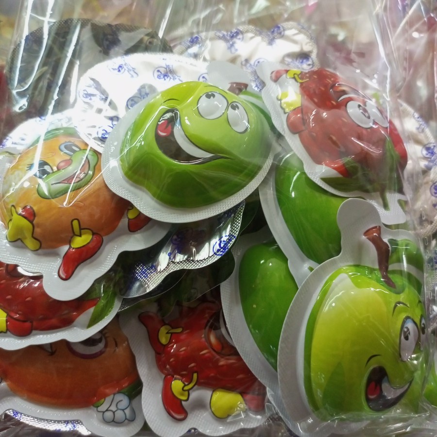 

Permen lunak jelly aneka rasa dengan kemasan karakter buah isi 20 pcs