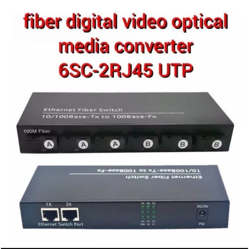 ethernet fiber optical media converter digital video 6SC-2RJ45 UTP LAN