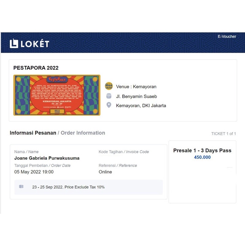 TIKET PESTAPORA PRESALE 1