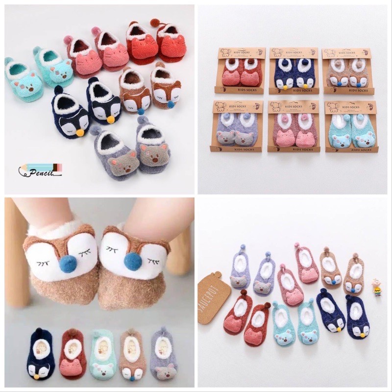 Kaos Kaki Bayi KOREA BAHAN BULU LEMBUT  Motif ANIMAL