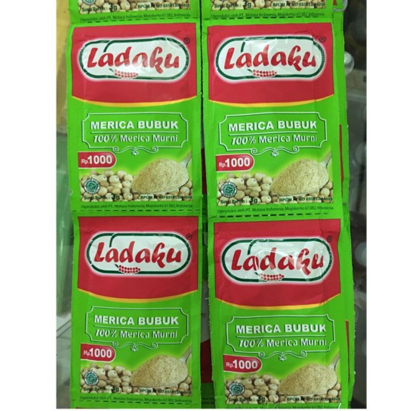 

Ladaku merica bubuk 100% 1 renceng 12 sachet