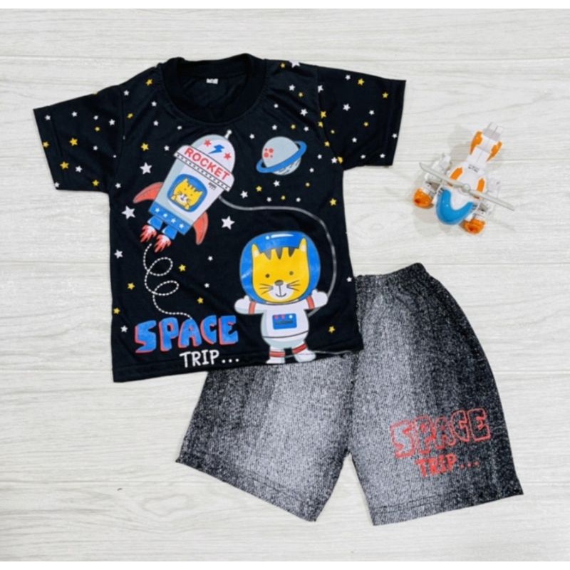 Setelan Anak Umur 1 2 3 Tahun Kaos Pendek Celana Baby Semi JeansBaju Anak Cowok Bagus