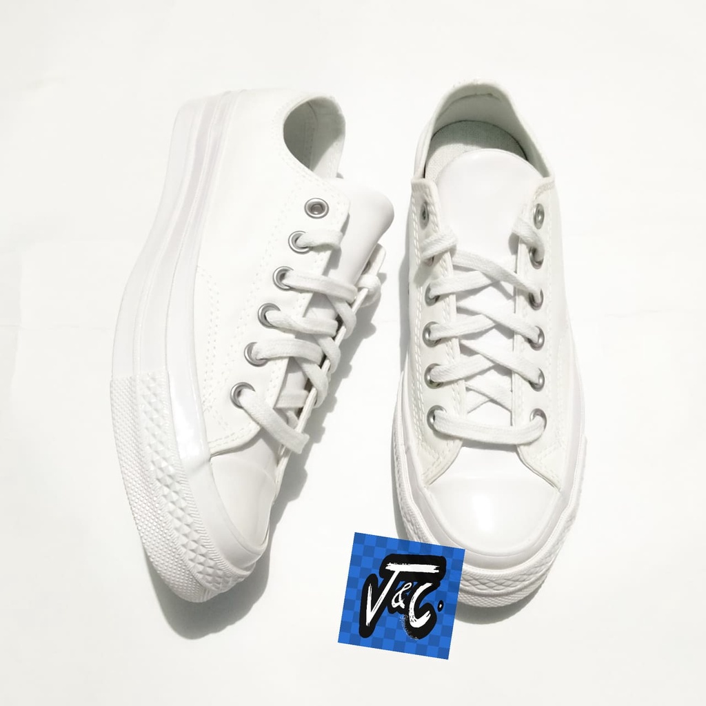 Converse Chuck 70 70s Patent Pop Leather Mono Ox White Aqua Murah