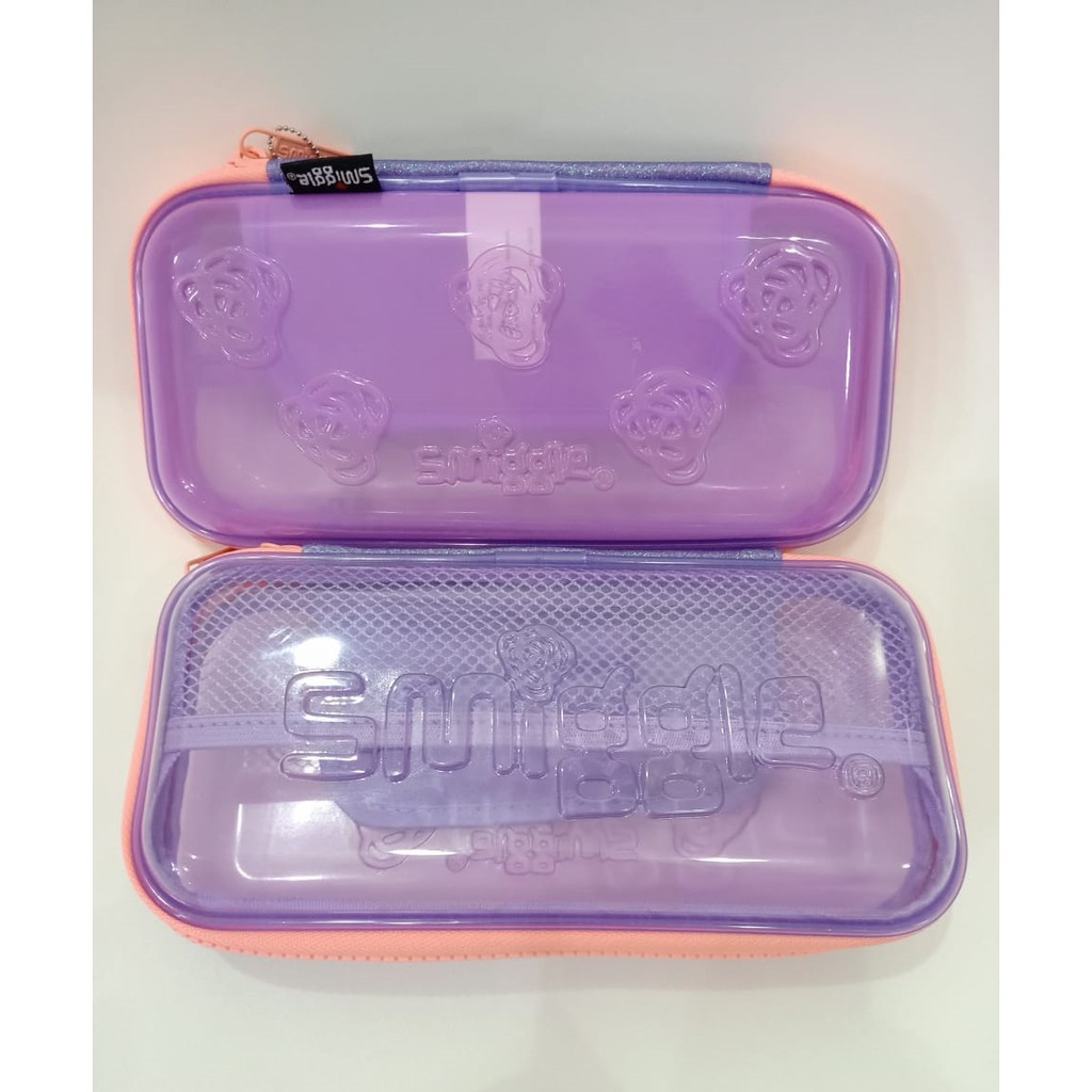 Smiggle Pencil Case Hardtop SML See Thru Squig Purple