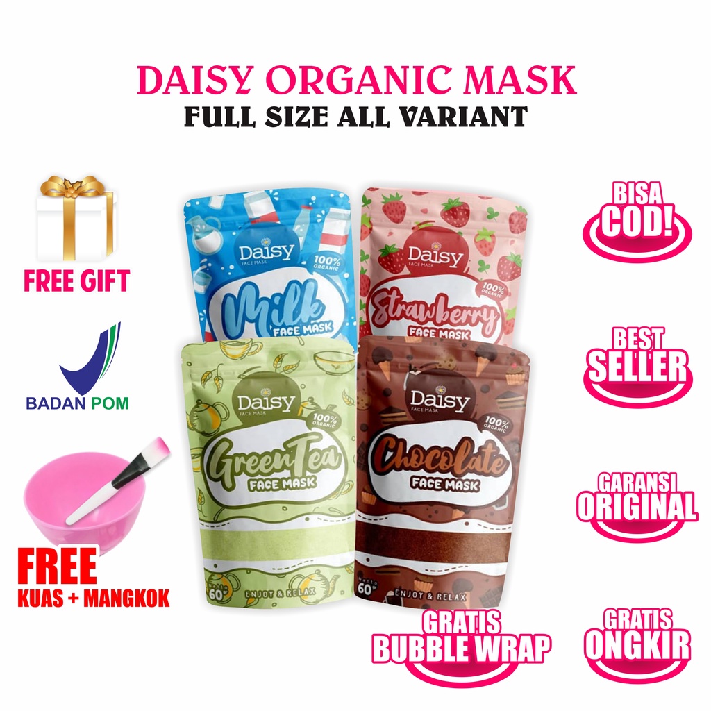 Jual Daisy Organic 60gr Fullsize Face Mask Paket Lengkap Masker Wajah