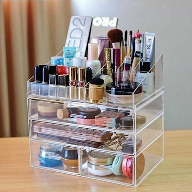Jual Tempat Makeup Akrilik Set Tempat Makeup 4 Drawer + 1 Organizer