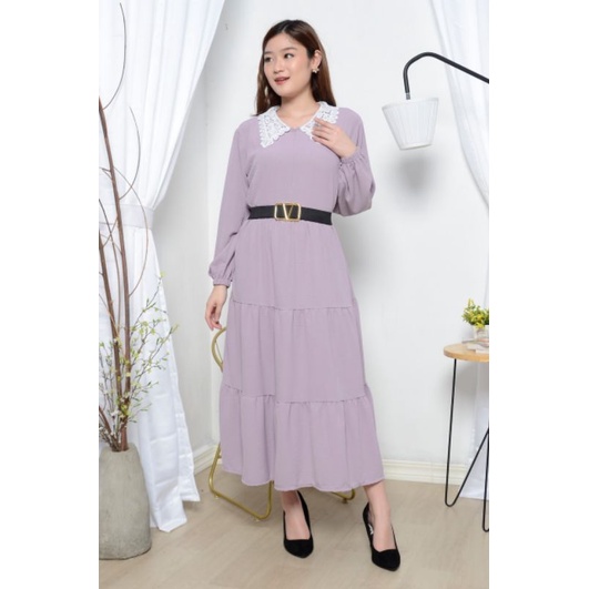 KOREAN MIDI DRESS RENDA CRINCLE  3366