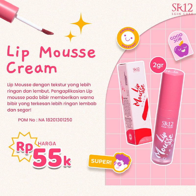 LIP MOUSSE CREAM SR12 LIPSTIK MATTE KOREA RINGAN TAHAN LAMA TIDAK LUNTUR / LIP TINT PEWARNA BIBIR RE